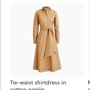 J.Crew tie waist shirt dress in cotton poplin.